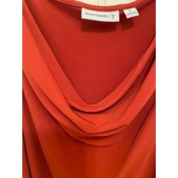 Susan Graver Red Sleeveless Draped Neck‎ Top M LIQUID KNIT Polyester & Spandex - Picture 12 of 14